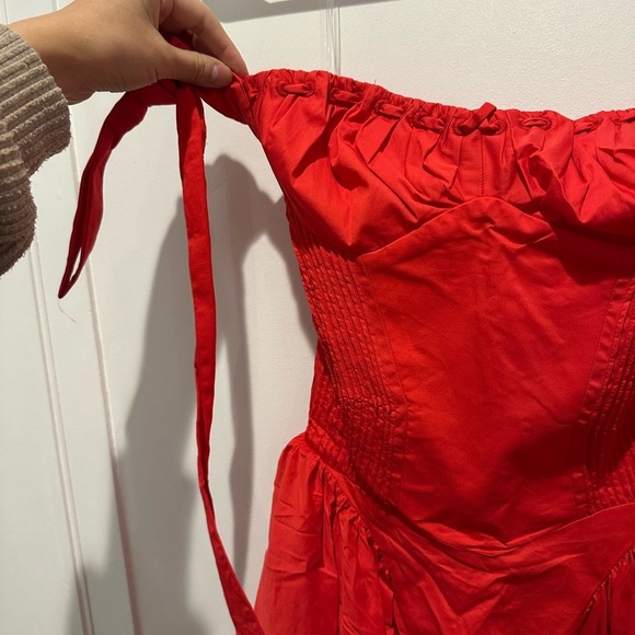 HOUSE OF CB Adabella Italian Tomato Cotton HalterSundress/Size XS - Picture 6 of 8